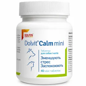 Заспокійливий препарат Dolfos Dolvit Calm mini для зниження стресу у собак малих порід і котів 40 табл. (16 г)