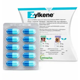 Заспокійливий препарат Vetoquinol Zylkene Зілкене 450 мг для зниження стресу у собак 10 капс.